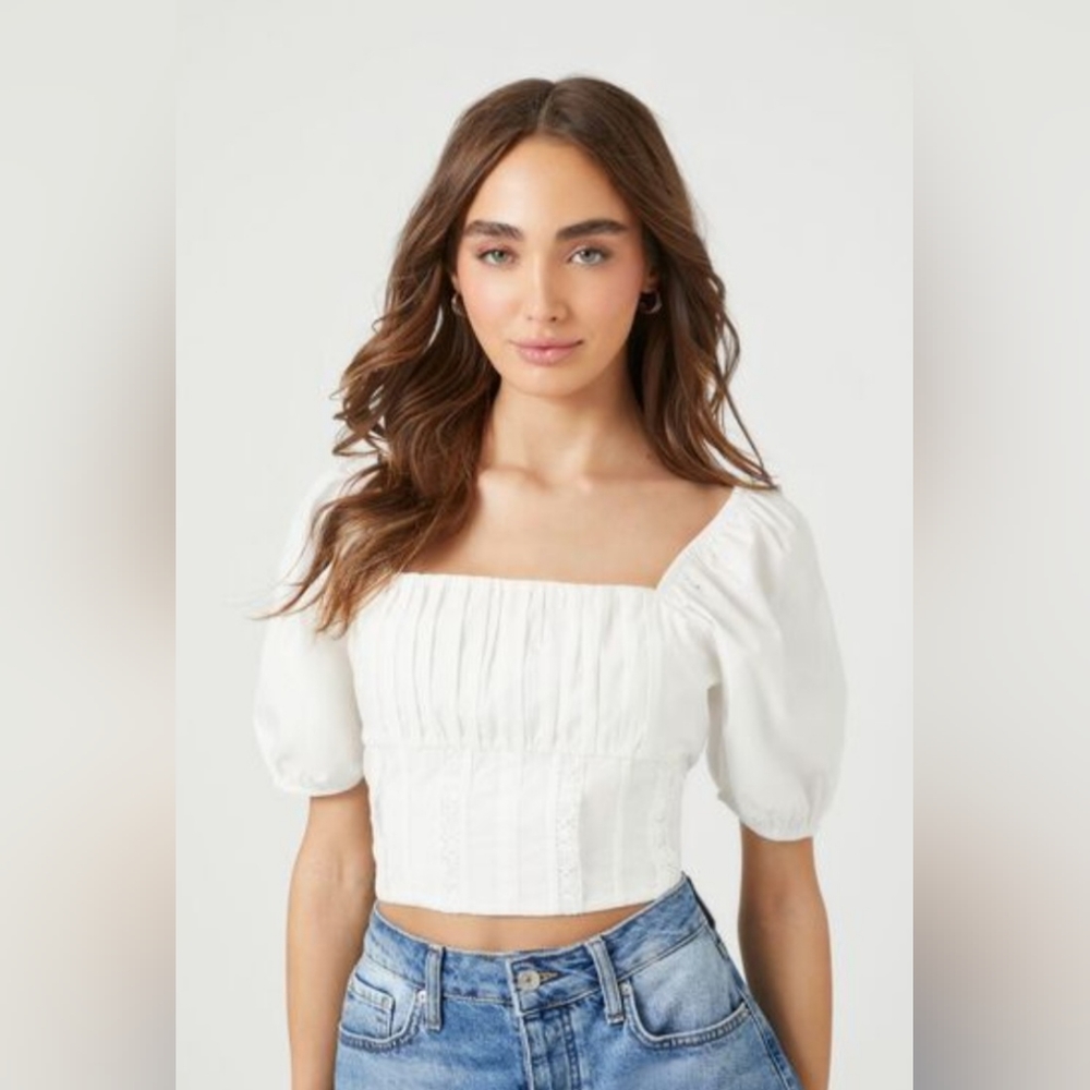 F21 white summer crop top